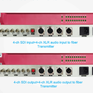 Yukuan 4-Channel SDI and 4-Channel XLR Audio to Fiber Converter Transmitter and Receiver Units